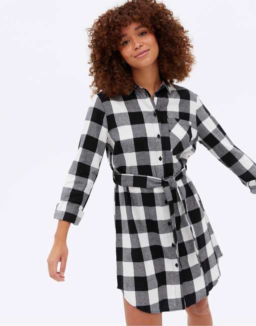 Black and white outlet check dress new look