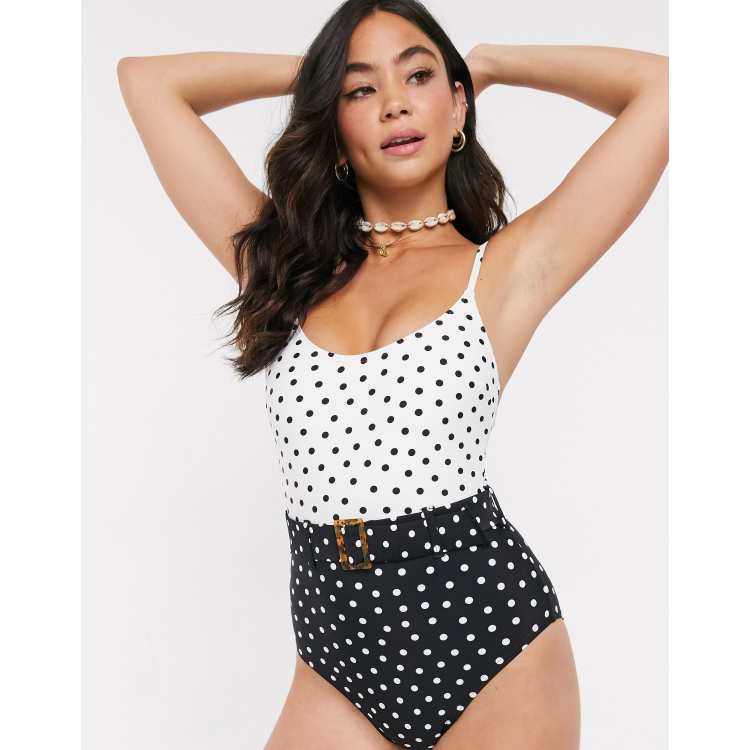 New look polka dot sales belted swimsuit in rust