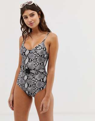 new look snake print swimsuit