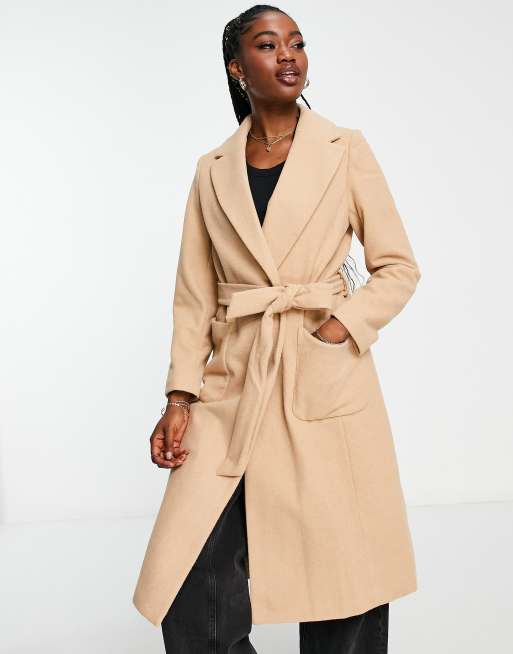 New Look tailored maxi coat in camel