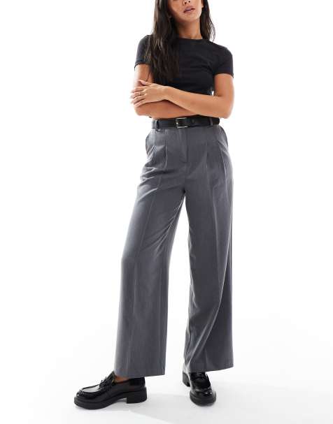 New Look belted wide leg trousers in grey - view 1