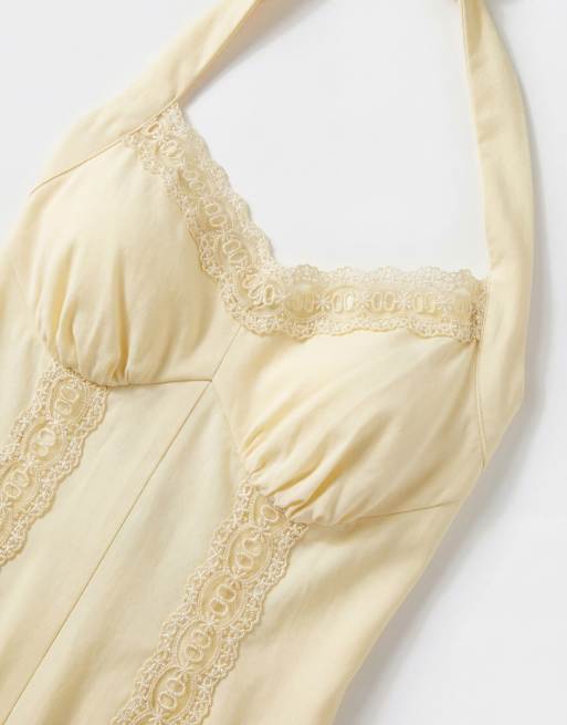 New Look bengaline halter midi dress in yellow, 7 of 7