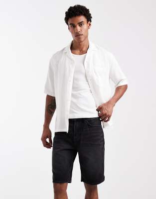 Bermuda-Jeansshorts in verwaschenem Schwarz Schwarz W30