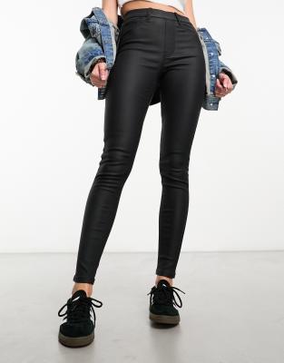 New Look - Beschichtete Jeggings in Schwarz