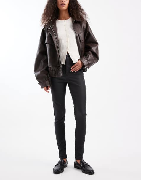 New Look – Beschichtete Skinny-Jeans in Schwarz - view 1