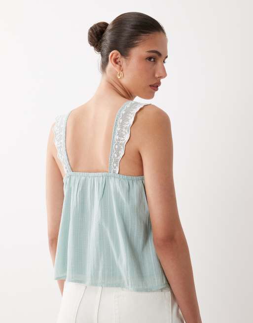 New Look – Besticktes Camisole in Blau mit Schößchen, 4 von 4