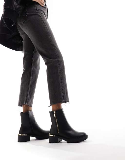 New Look Betty chunky chelsea boots with zip in black, 4 of 4