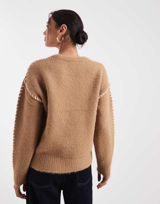 New Look – Beżowy sweter z dziarganym ściegiem, 3 z 4
