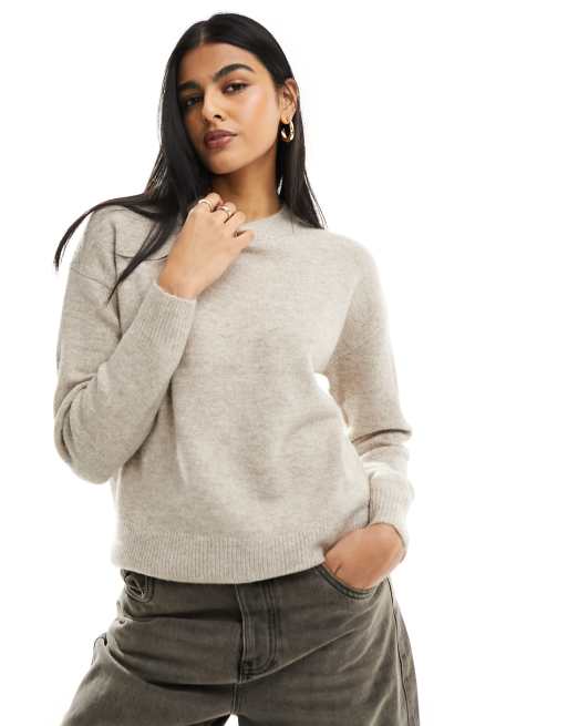 New Look – Beżowy sweter z okrągłym dekoltem