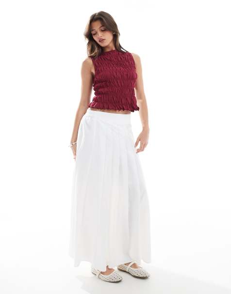 New Look pleated full midi skirt in white