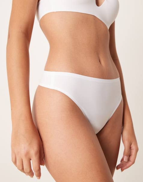 New Look smooth high waisted thong in white