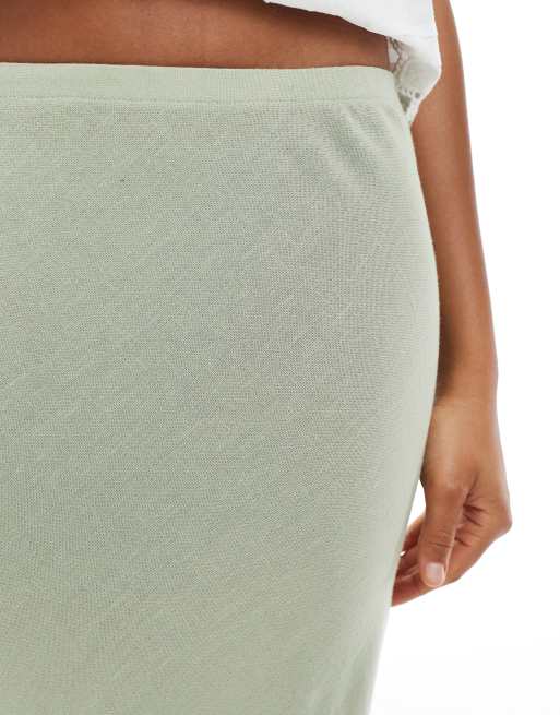 New Look bias linen blend maxi skirt in light green, 5 of 5