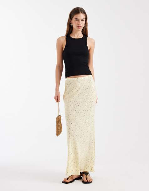 New Look bias midi skirt in yellow polka dot - view 1