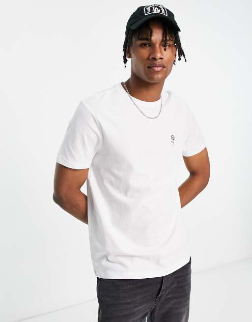 New Look – Biały T-shirt z haftowaną różą