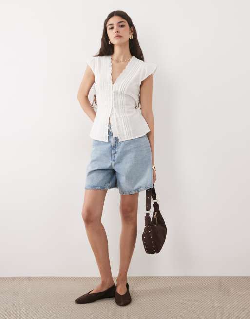 New Look – Biały top z koronką i wiązaniem, 2 z 4