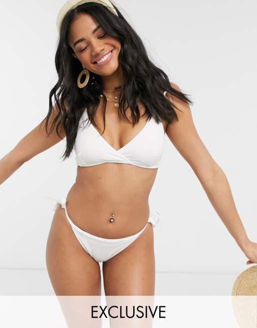 New Look Gebundener Wickel Bikini in WeiB ASOS