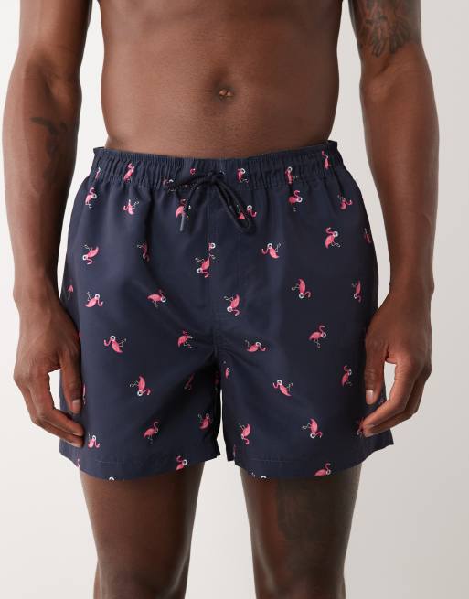 New Look - Blå badeshorts med flamingoprint, 4 af 5