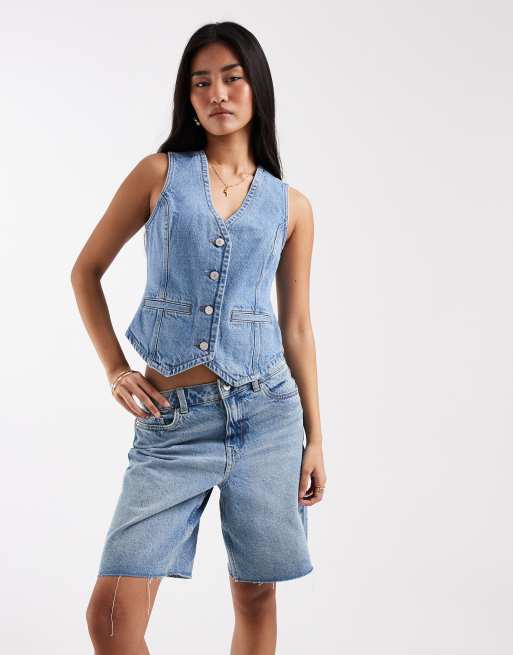 New Look - Blå denimshorts i longline-snit, 2 af 5