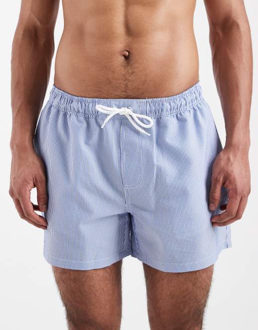 New Look - Blå mellemlange badeshorts med striber, 4 af 5