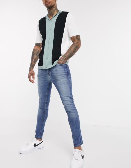 New Look - blå spray on forvasket jeans, 4 af 4