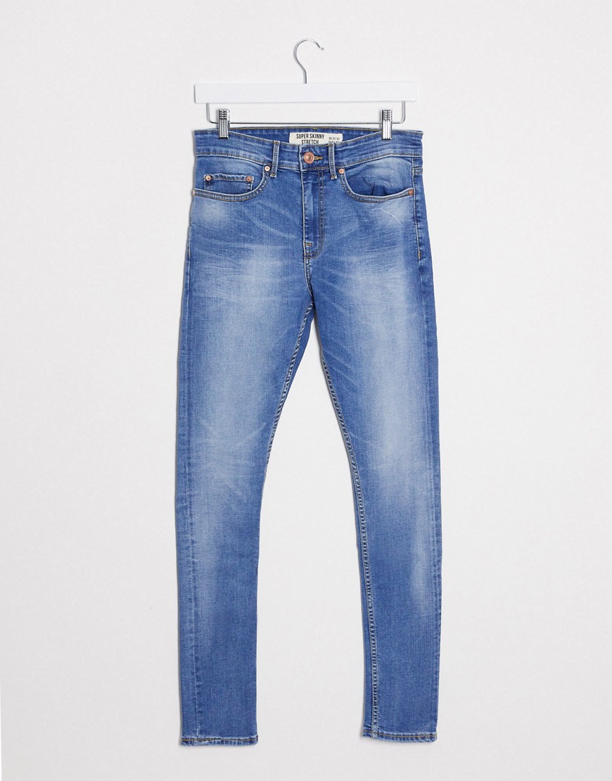 New Look – Blå, superstretchiga skinny jeans