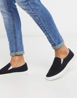 New Look black camper slip on plimsol 