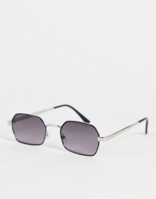 New Look black frame hex sunglasses with black tint lens