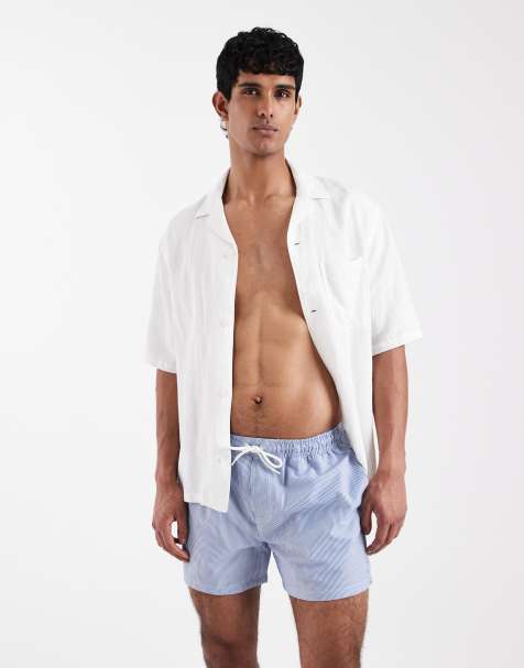 New Look – Blårandiga, medellånga badshorts - view 1