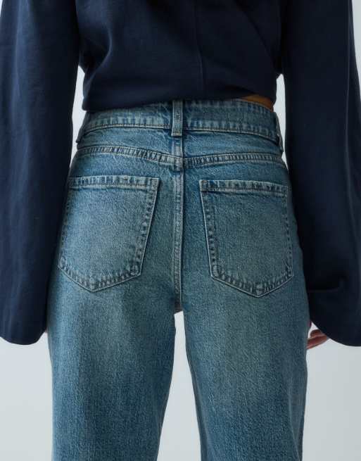 New Look – Blåtonade mom jeans med revor, 5 av 5