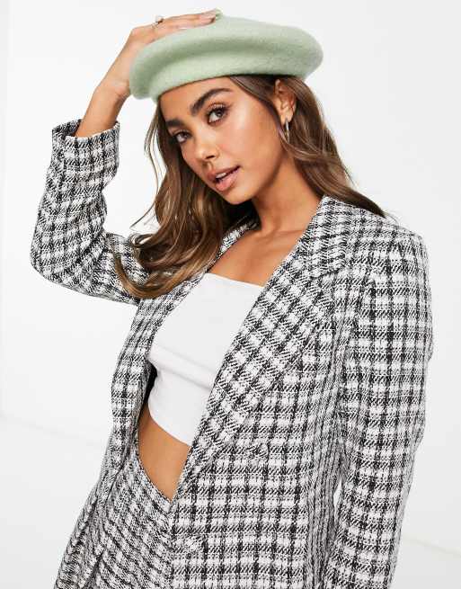 Black white check outlet blazer