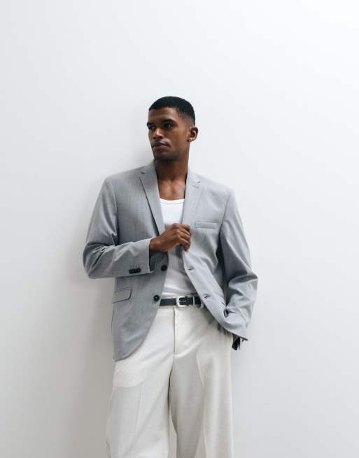 New Look - Blazer elegante grigio gessato, 2 di 5