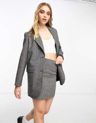 New Look - Blazer in meliertem Grau, Kombiteil