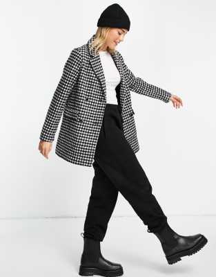 New Look – Blazer in Schwarz mit sehr kleinem Vichykaromuster