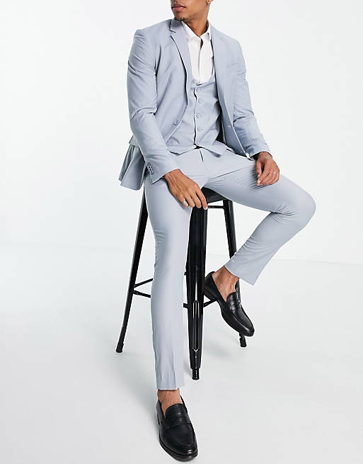 New Look – Blekblå kostymbyxor med extra smal passform