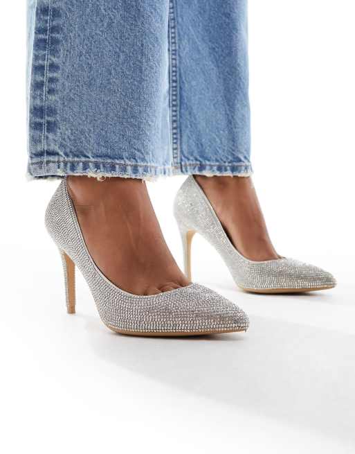 Silver court shoes store asos