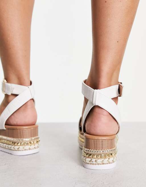 River island beige hot sale studded flatform espadrille wedges