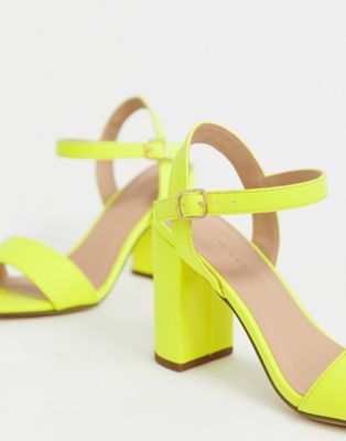 New Look block heel in neon yellow | ASOS