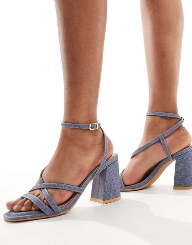 New Look - block heel multistrap sandal in blue