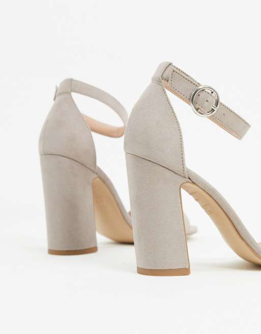 New look block heel sandal in stone new arrivals