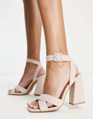 New Look block heeled sandal in light pink