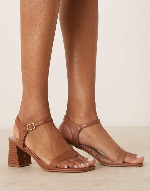 New Look block heeled sandal in tan ASOS