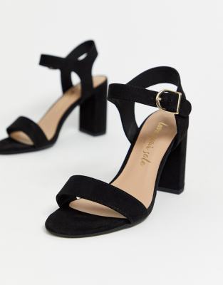 new look black block heel sandals