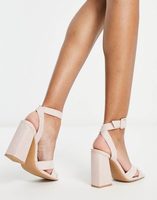 New Look block heeled sandals in light pink