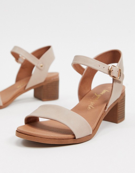 New Look block heeled sandals in oatmeal