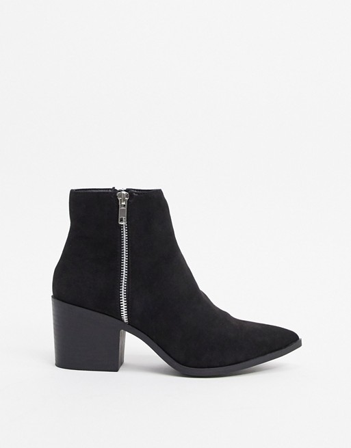 New Look block heeled western boot in black