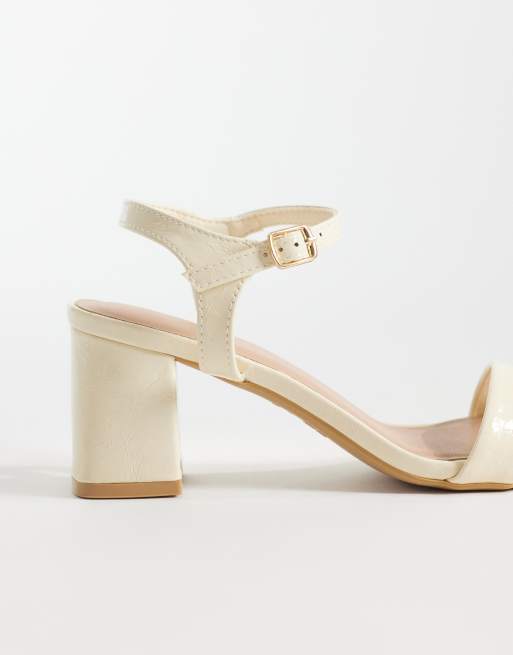 New Look blocked heeled sandal in yellow, 3 of 4