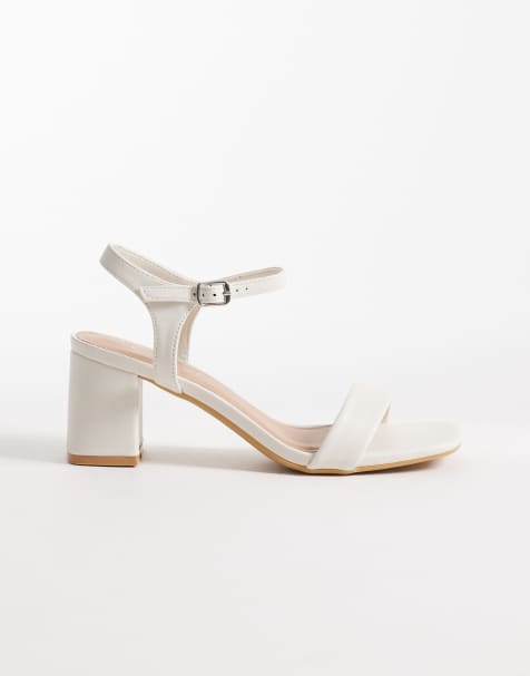 New Look blocked heeled sandals in cream - view 1