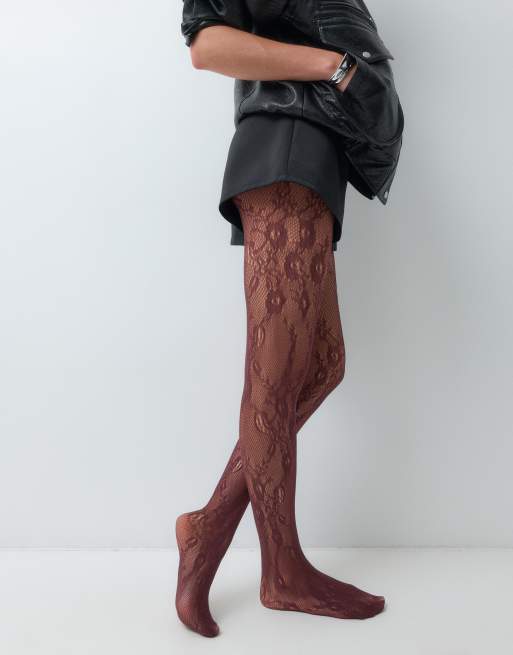 New Look blommiga strumpbyxor i vinrött, 5 av 5
