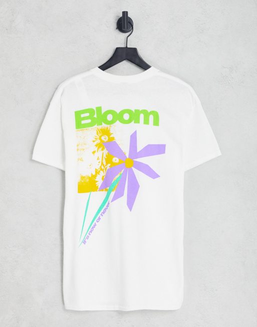 New Look – Bloom – Biały T-shirt z nadrukiem na plecach 