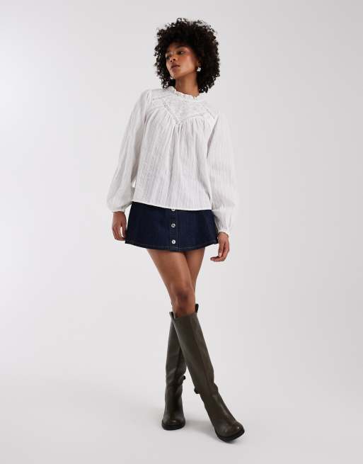 New Look - Blouse met borduursel en broderie in wit, 3 van 4